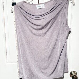 Sleeveless Sparkly Silver Top With a Gathered Neckline